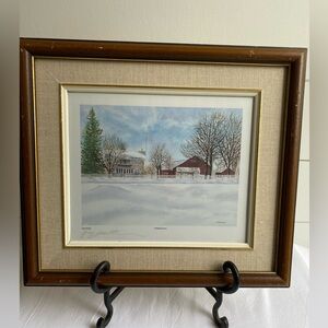 Vintage Greg Pautler " Thistleblend Farm" Wood Framed Landscape Portrait 1989